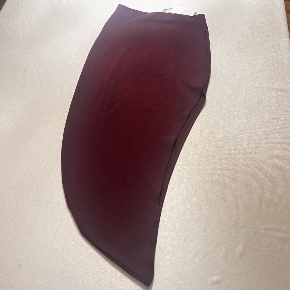 ZARA asymmetric merlot pull-on skirt | NWT | L - Picture 6 of 11
